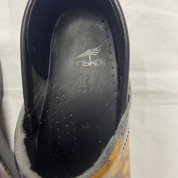 Dansko Professional Fresco Patent Leather Pro Work Clog Size 38 Floral - Picture 5 of 8